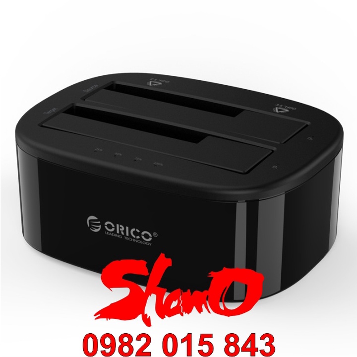 Box ổ cứng 2.5” &amp; 3.5” Orico 6228US3 – Màu đen – Chính hãng – Dùng cho SSD và HDD size 2.5 inch và 3.5 inch