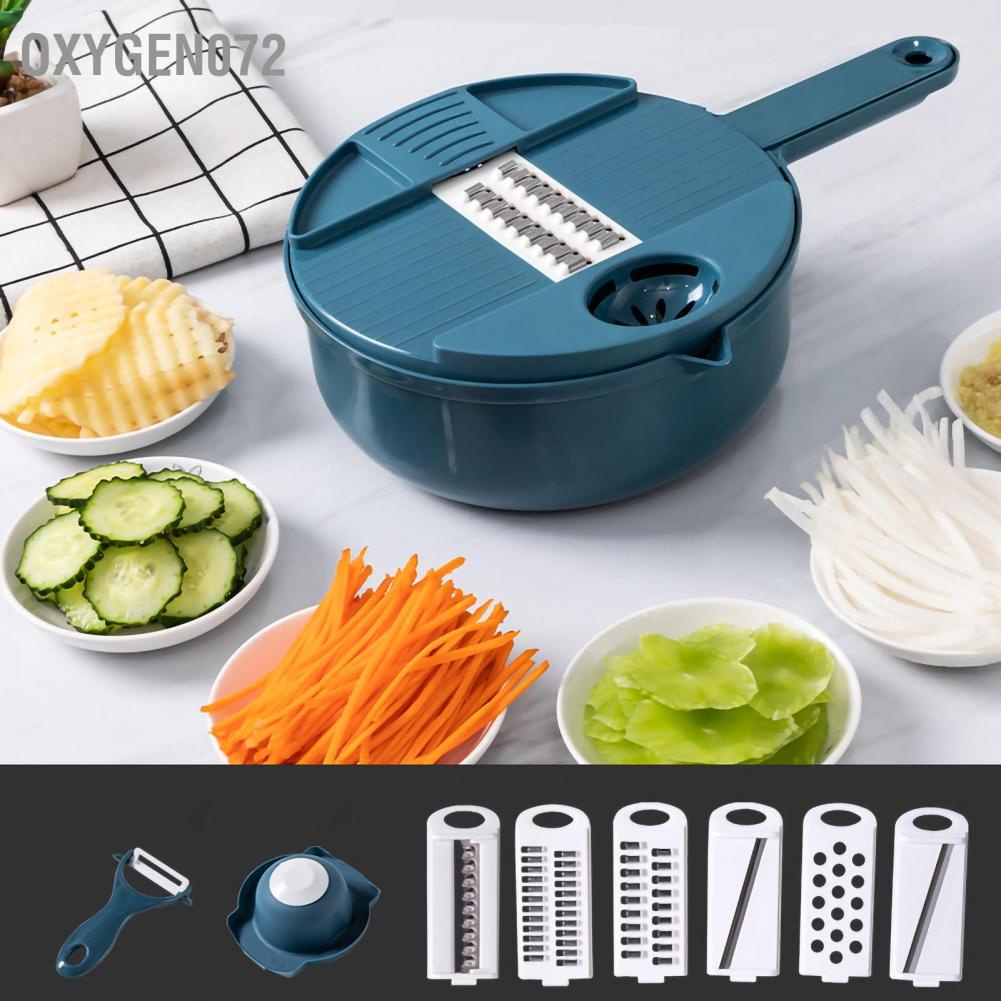 RỔ BÀO RAU CỦ ĐA NĂNG Máy cắt rau củ đa năng 12 trong 1 Dụng cụ gia dụng xay cải cho nhà bếp Oxygen072