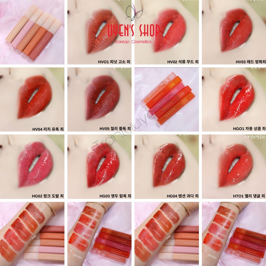 (MUA 2 GIẢM 10%) Son tint bóng/ kem lì Black Rouge Half N Half Water Glow/ Velvet