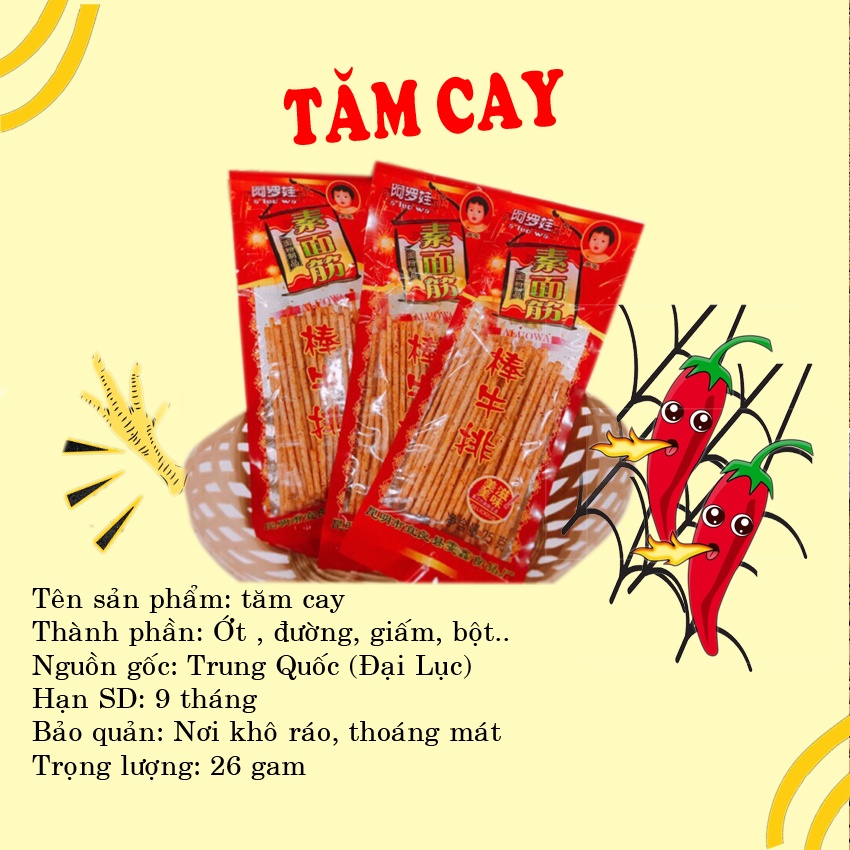Tăm cay ăn vặt trung quốc gói 26gam món ăn của tuổi thơ siêu ngon