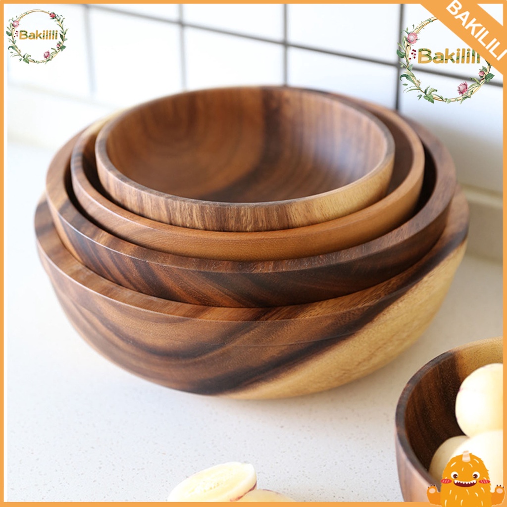 Tô đựng salad trái cây hình tròn bằng gỗ tiện dụng cho nhà bếp