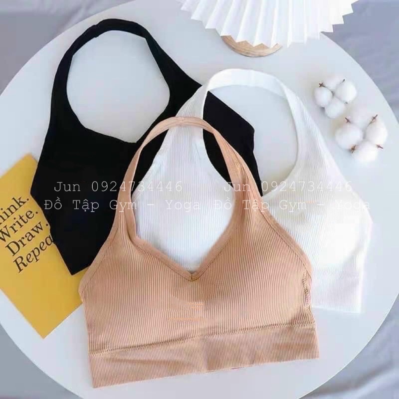 Áo bra croptop cổ yếm đi chơi tập gym