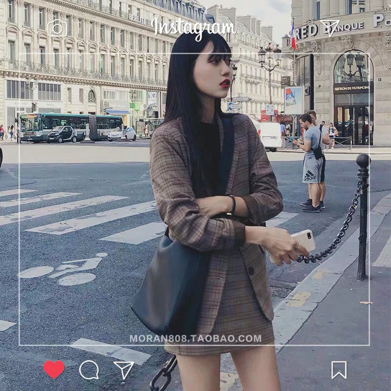 Set vest nữ kèm chân váy chữ a công sở kẻ caro đi làm đi chơi B02 - Peyy Clothing | BigBuy360 - bigbuy360.vn