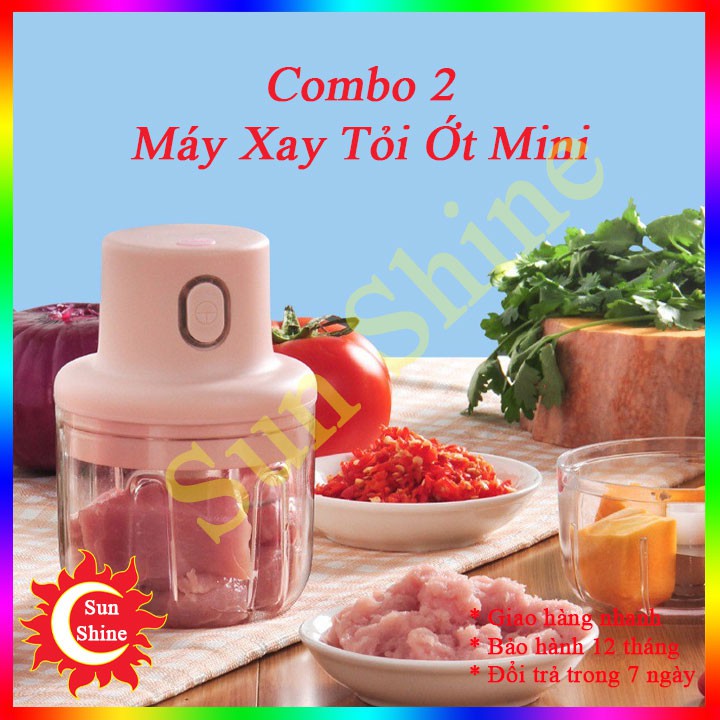 Máy Xay Tỏi Ớt Mini  Free Ship  Cối Xay Cầm Tay 250ml 3 Tầng Lưỡi Dễ Dàng Sử Dụng Và Vệ Sinh
