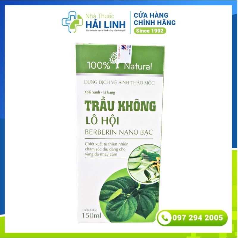 Dung dịch vệ sinh phụ nữ thảo dược Lá bàng Trầu không ⚡ Làm hồng, giảm ngứa, se khít ⚡ Chai 150ml Giúp kháng khuẩn