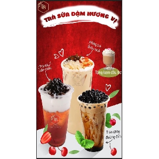 Tranh dán tường Tranh tranh trí quán trà sữa kích thước lớn có sẵn keo