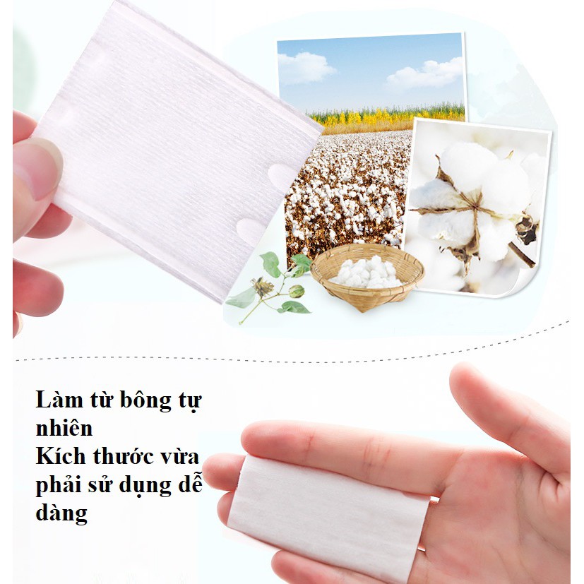 Bông tẩy trang 3 lớp Cotton Pads, miếng lau bụi bẩn làm sạch da mặt, túi siêu to 222 miếng