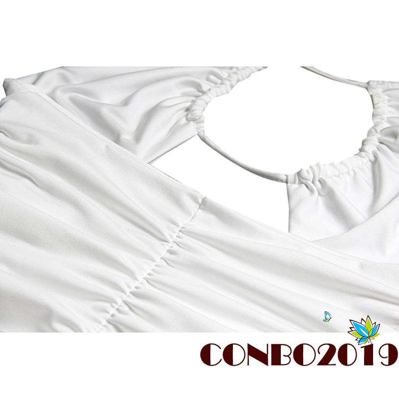 Đầm Ôm Dáng Cổ Yếm Hở Lưng Màu Trơn Thời Trang Quyến Rũ Cho Nữ