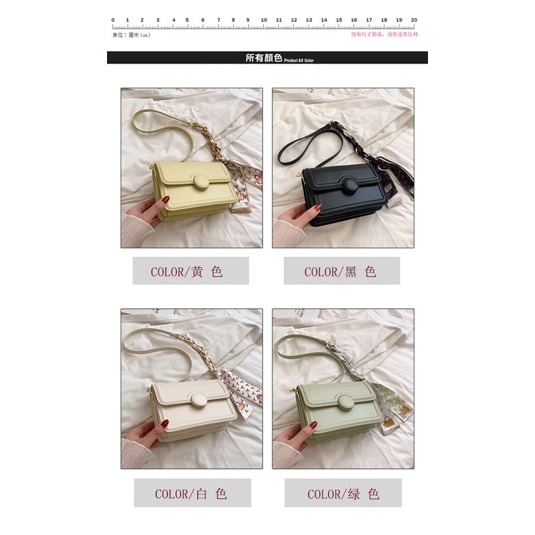 Túi đeo chéo JASMIN NOIR bằng da PU phối khăn choàng thời trang cho nữ