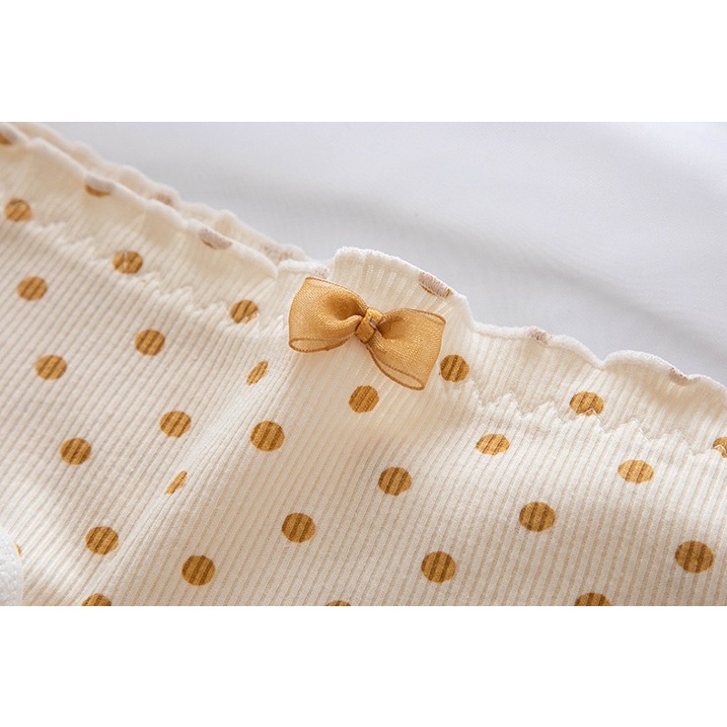 Quần Lót Nữ ❤️ Quần Lót Cotton Trà Sữa Chấm Bi Ngang Eo Mềm Mại Co Dãn Thoáng Khí 2116