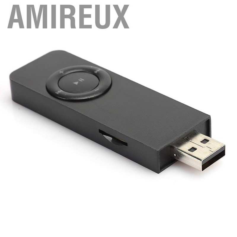 Máy nghe nhạc Amieu mini mp3 hỗ trợ thẻ nhớ TF 32GB hình chữ U nhỏ gọn màu đen kèm tai