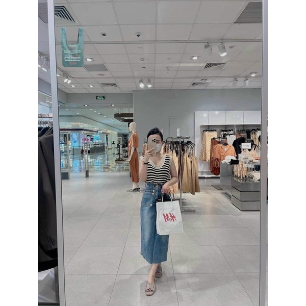 MÃ 970 - CHÂN VÁY MIDI JEAN XẺ TRƯỚC 6 CÚC