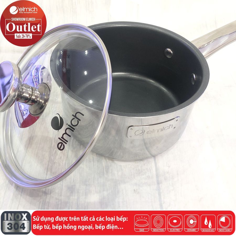 Bộ Quánh Nồi Bột Chảo Inox Đáy Full Từ ELMICH El3794 Quánh14cm Chảo 14cm