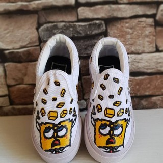 VANS Giày Thể Thao Họa Tiết SPONGEBOB Màu Trắng Năng Động Thời Trang Dành Cho Bé