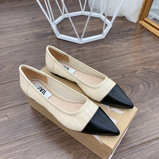 Giầy búp bê lưới mix mũi da zara fullbox