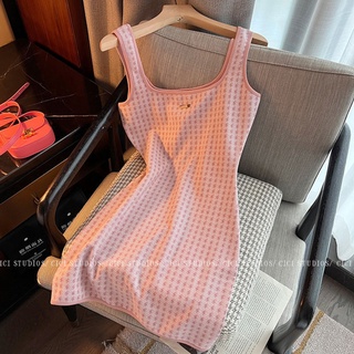 Đầm Dây Cổ Vuông Họa Tiết Caro Phong Cách Hàn Quốc Thời Trang Mùa Hè