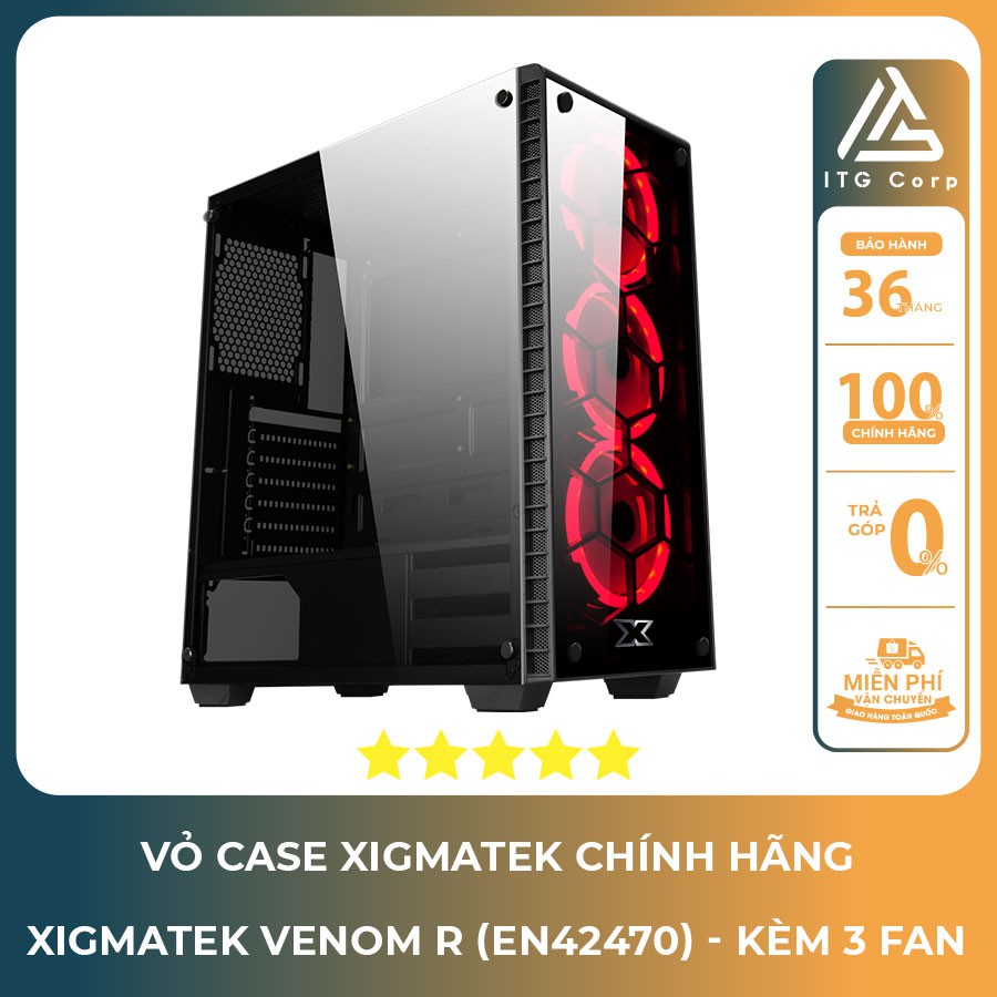 Vỏ case XIGMATEK VENOM R EN42470 - KÈM 3 FAN