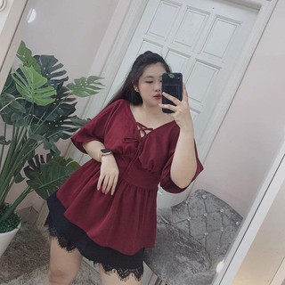  Áo cổ V đan dây Big Size - ABEO184