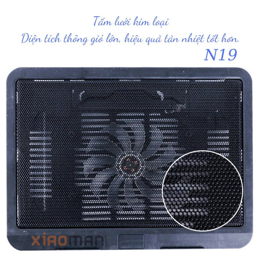 Đế tản nhiệt Laptop, quạt tản nhiệt laptop macbook N19 1 quạt N99 2 quạt 2 đèn led đế nâng 45 độ dùng cho laptop macbook