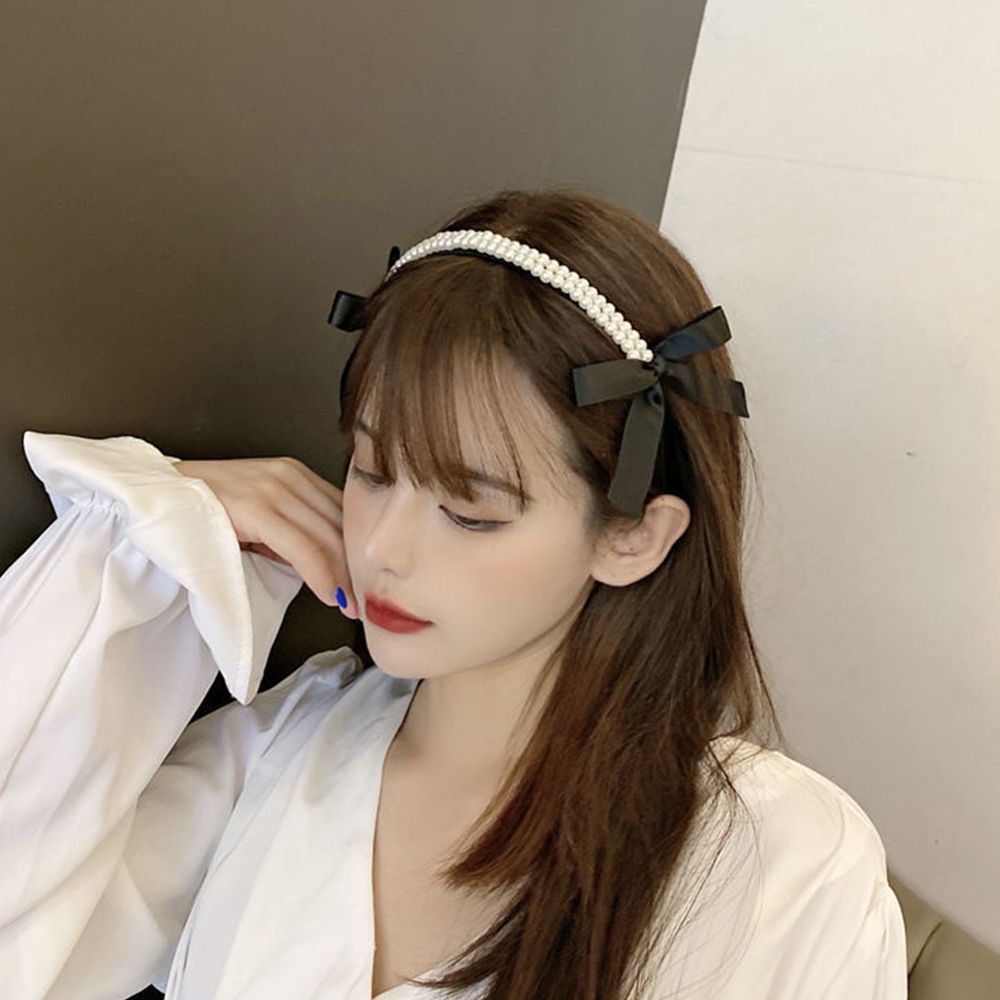 Băng đô nơ đính ngọc trai giả phong cách Hàn Quốc sang trọng cho nữ