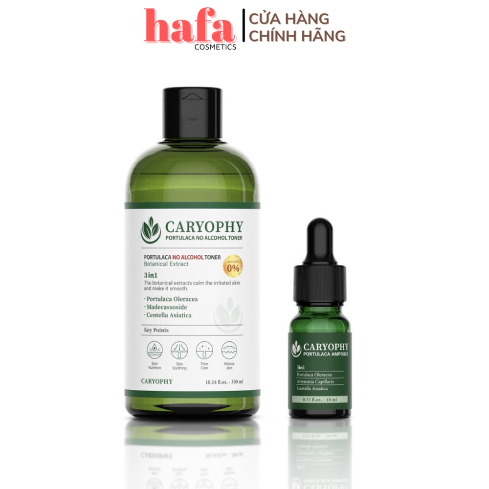 Combo Nước hoa hồng và Serum giảm mụn thâm Caryophy Portucala (Toner 300ml + Serum 10ml)