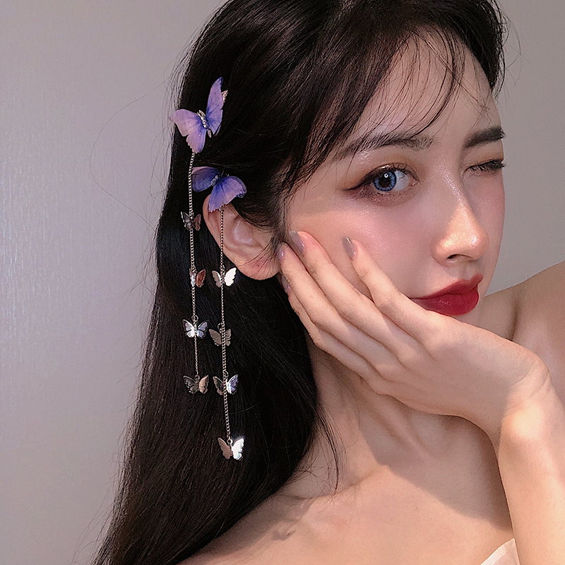 BUTTERFLY 1 Cặp Kẹp Tóc Kim Loại Hình Bướm 3d