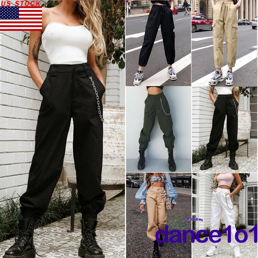 Quần Jogger Lưng Cao Cá Tính Cho Nữ