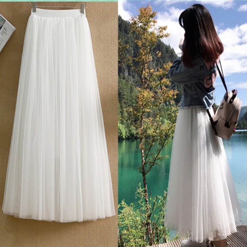 Chân váy tutu 4 lớp dài trắng đen xám có ảnh thật | BigBuy360 - bigbuy360.vn