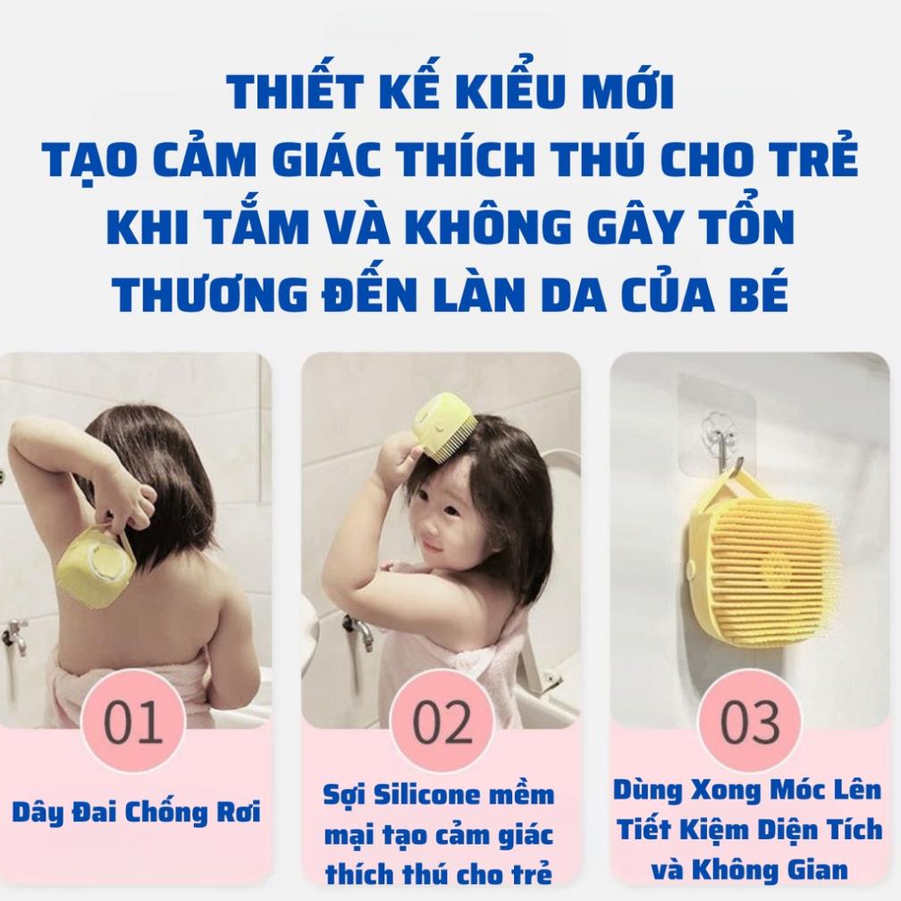 Bông tắm bàn chải silicone tiện dụng giúp tắm tạo bọt massage tẩy tế bào chết siêu sạch K178