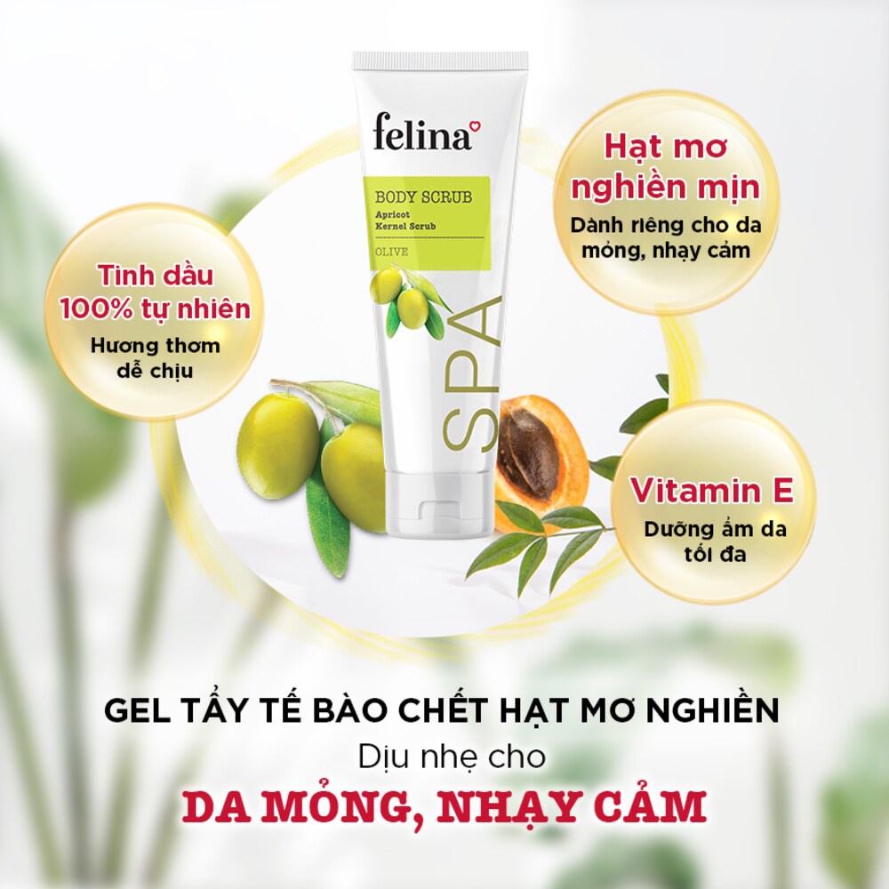 Gel Tẩy Tế Bào Da Felina Dầu Olive Body Scrub 300ml