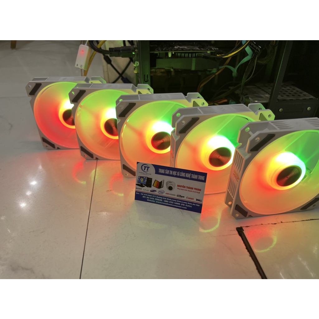 Quạt Tản Nhiệt, Fan Led RGB Coolmoon Y2 Có Điều Tốc PWM - Led Sync Main 3 Pin 5v Bộ Hub Coolmoon P-ARGB PWM