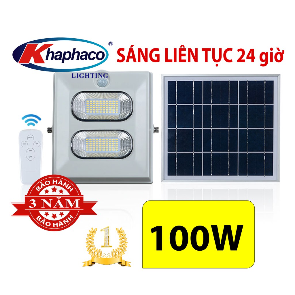 [SIÊU PHẨM] ĐÈN PHA LED NĂNG LƯỢNG MẶT TRỜI 100W KHAPHACO 0860A100-01 SÁNG LIÊN TỤC 24 GIỜ