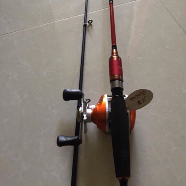 Cần lure Đại long 2m1 combo+máy yumoshi máy ngang lv201 tặng kèm đọt phụ