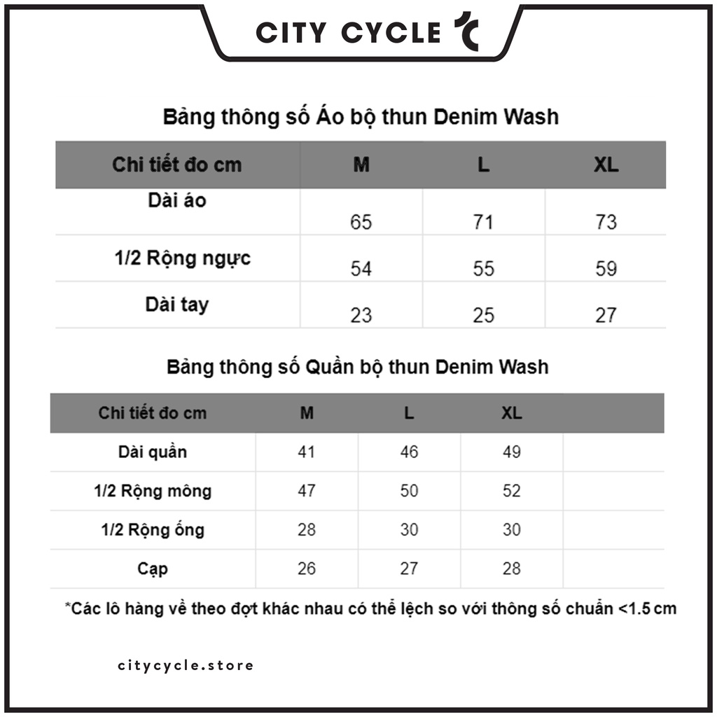 Đồ bộ thun nam nữ Denim Wash City Cycle - Bộ áo cộc tay quần lửng kiểu dáng Unisex Local Brand