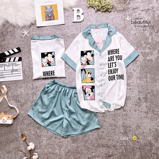 Đồ bộ Booboo Đùi DISNEY lụa Latin mềm, mịn, có túi