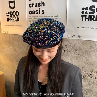 Mũ Beret Đính Kim Sa Lấp Lánh Phong Cách Cổ Điển Thời Trang Hàn Quốc Cho Nữ