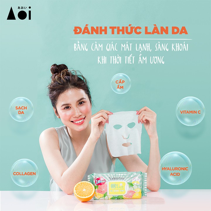Gói 5 Miếng Mặt Nạ Dưỡng Ẩm Buổi Sáng Hương Bạc Hà Saborino Morning Facial Sheet