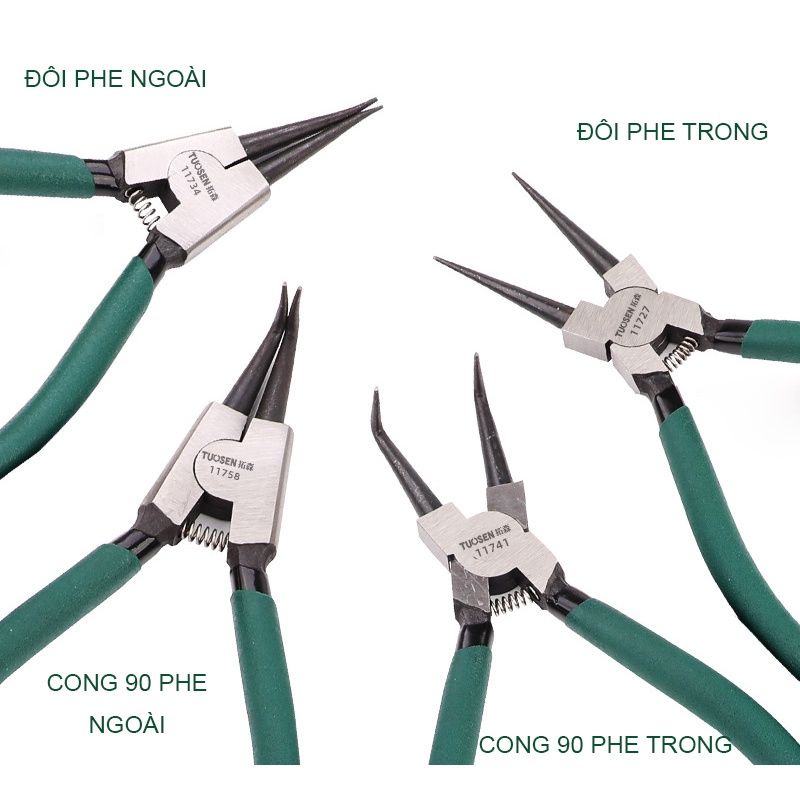 Kìm mở (bóp ) phanh, kềm phe trong, ngoài có lò xo trợ lực