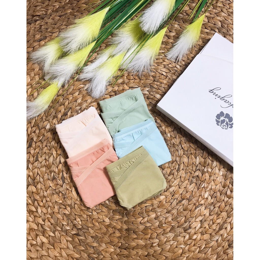 SET 5 quần lót bà bầu cotton kháng khuẩn cho bà bầu và sau sinh cạp chéo thấp thoáng khí trong thời kỳ mang thai