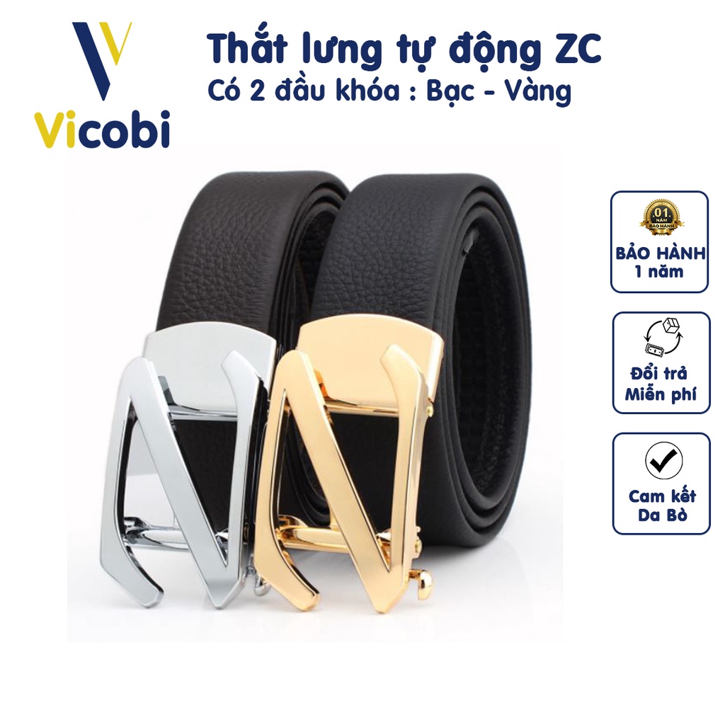 Thắt lưng nam da bò khóa tự động chữ Z Vicobi ZC, đầu khóa hợp kim