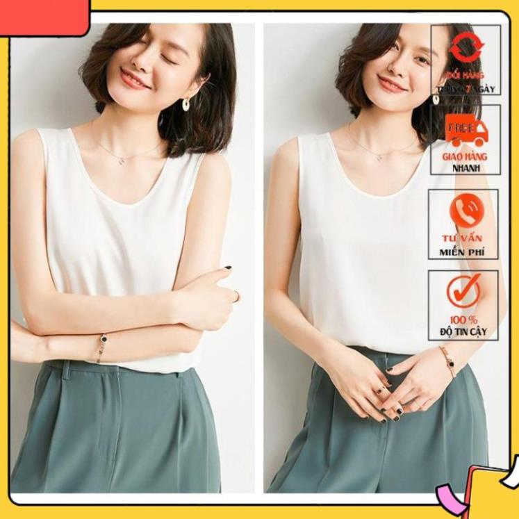 [Hàng loại 1] Áo Ba Lỗ Hai Dây Nữ Lụa Satin Hàn Cao Cấp Madela, Áo 2 Dây Nữ - AKT04
