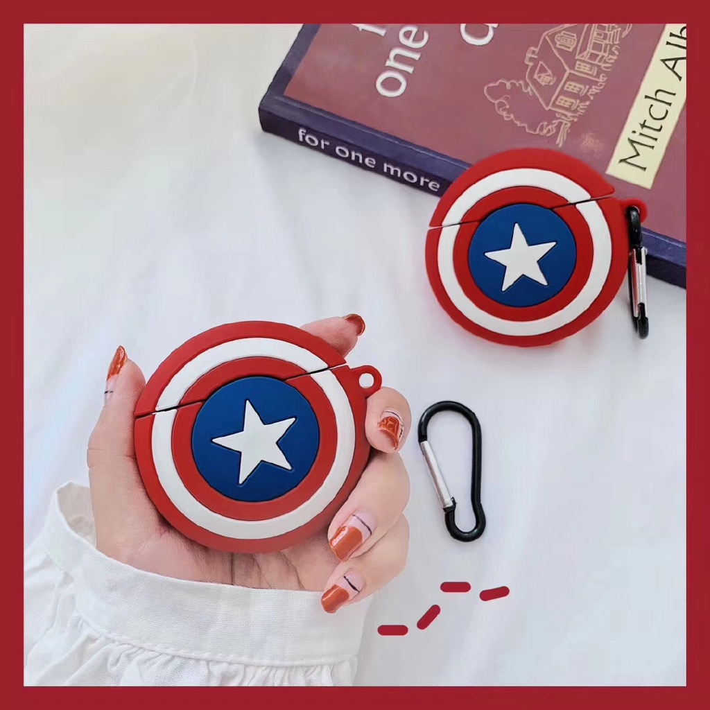 Captain America Shield cover for Apple Airpods soft case Bluetooth headset case
