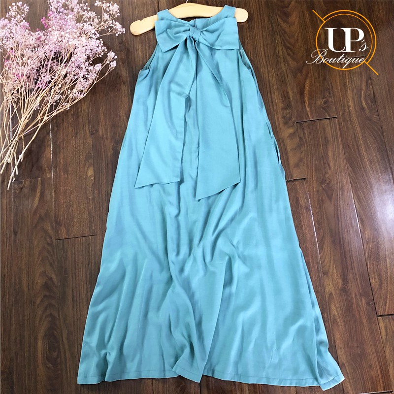 [100% Lụa Cao Cấp] Đầm Maxi Đi Biển Dáng Dài Chữ A, Hàng Thiết Kế Cao Cấp, Nơ Sau Lưng – Ups Boutique