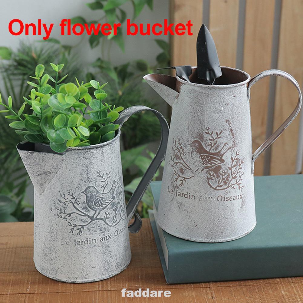 Craft Watering Can Barrel Iron Sheet Shop Pastoral Style Vintage Garden Flower Bucket