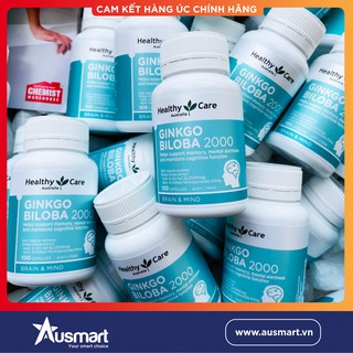 (Mẫu mới) Viên Uống Bổ Não, Tăng Tuần Hoàn Máu Não, Trí Nhớ Healthy Care Ginkgo Biloba 2000mg 100 viên của Úc