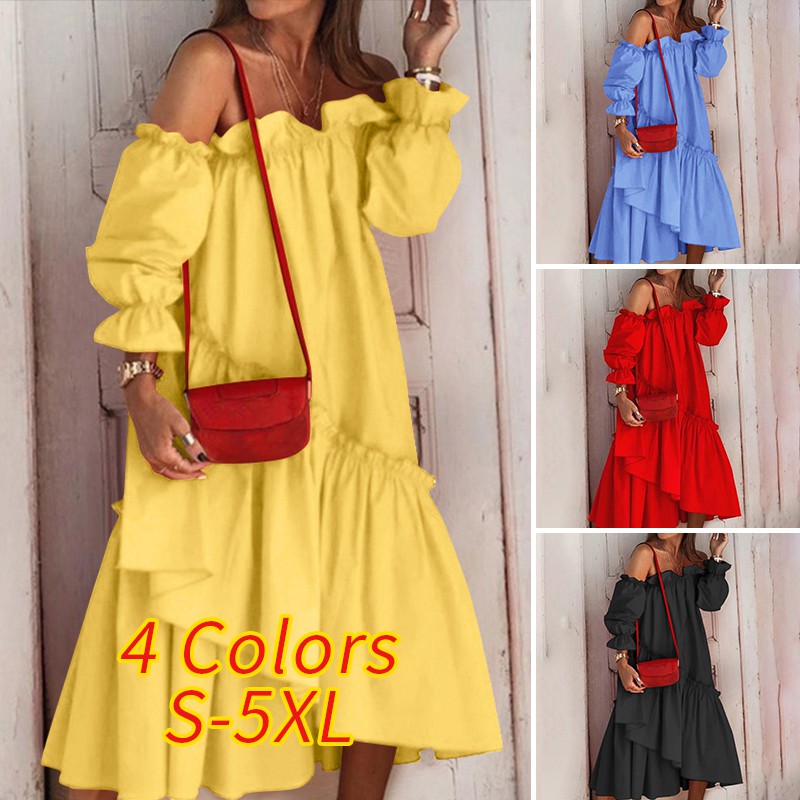 VONDA Women Long Sleeve Off Shoulder Sexy Party Ruffled Long Dress | BigBuy360 - bigbuy360.vn