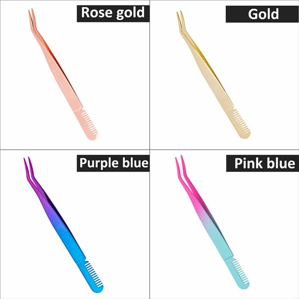 [Hàng mới về] Nhíp gắn lông mi giả thiết kế hai đầu 2 trong 1 kèm lược bằng thép không gỉ dành cho nữ