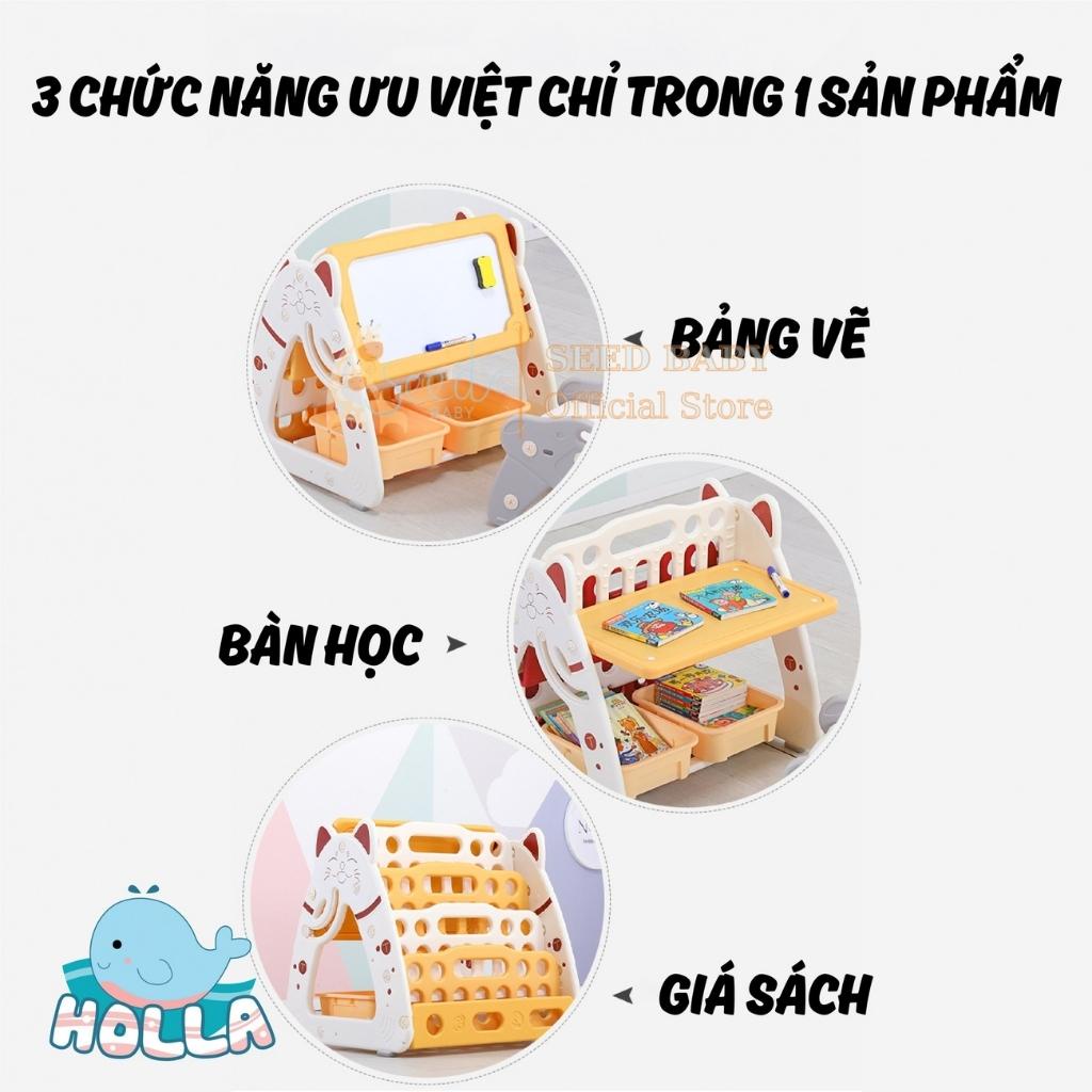 Bảng vẽ bàn học kệ sách đồ chơi mèo Holla 3 trong 1 - Seed Baby