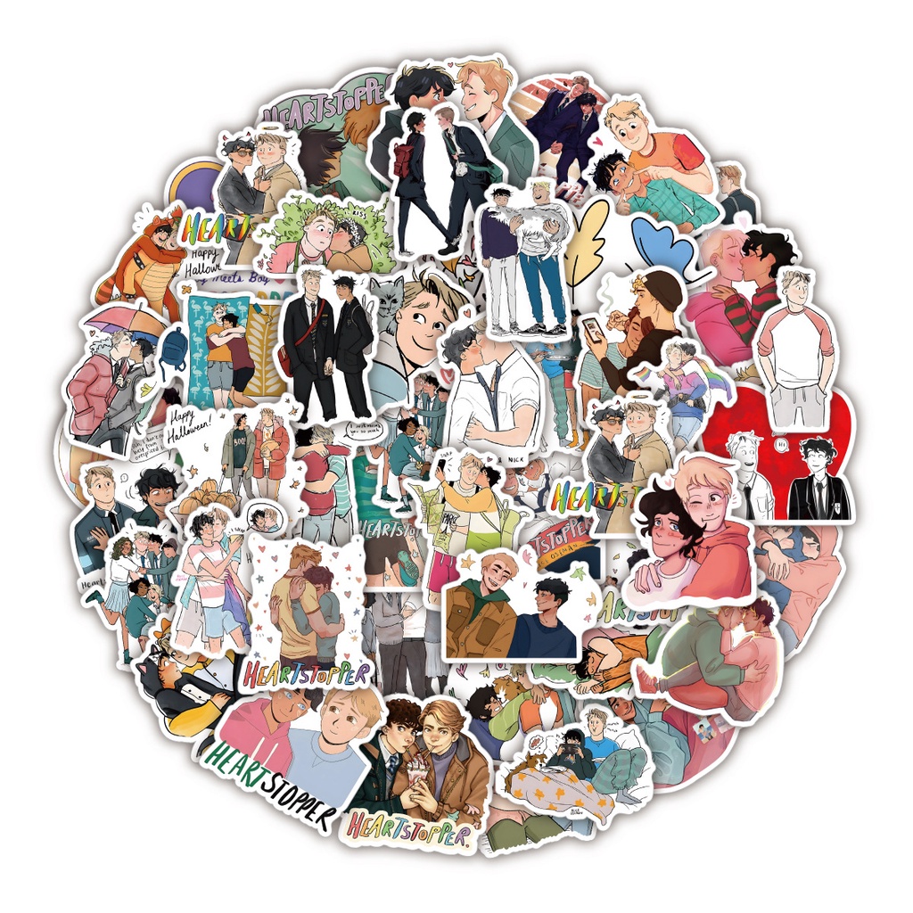 Bộ 50/25/10 Miếng Dán Trang Trí Laptop Vali Hình Anime