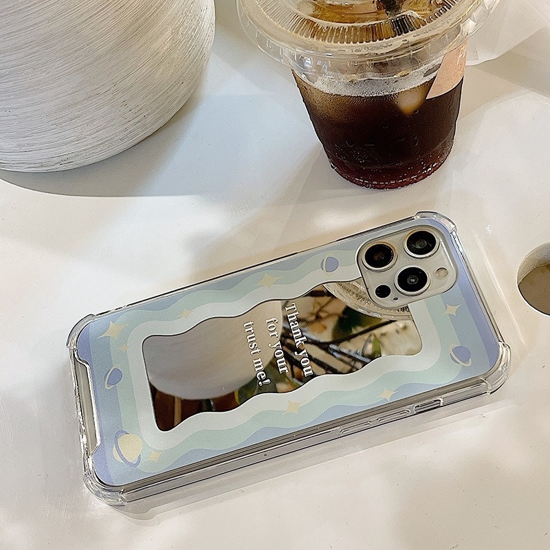 Ốp Điện Thoại Tráng Gương Hình Hành Tinh Màu Xanh Dương Cho Iphone 14promax 13mini 11 12pro 678Plus xsmax xr